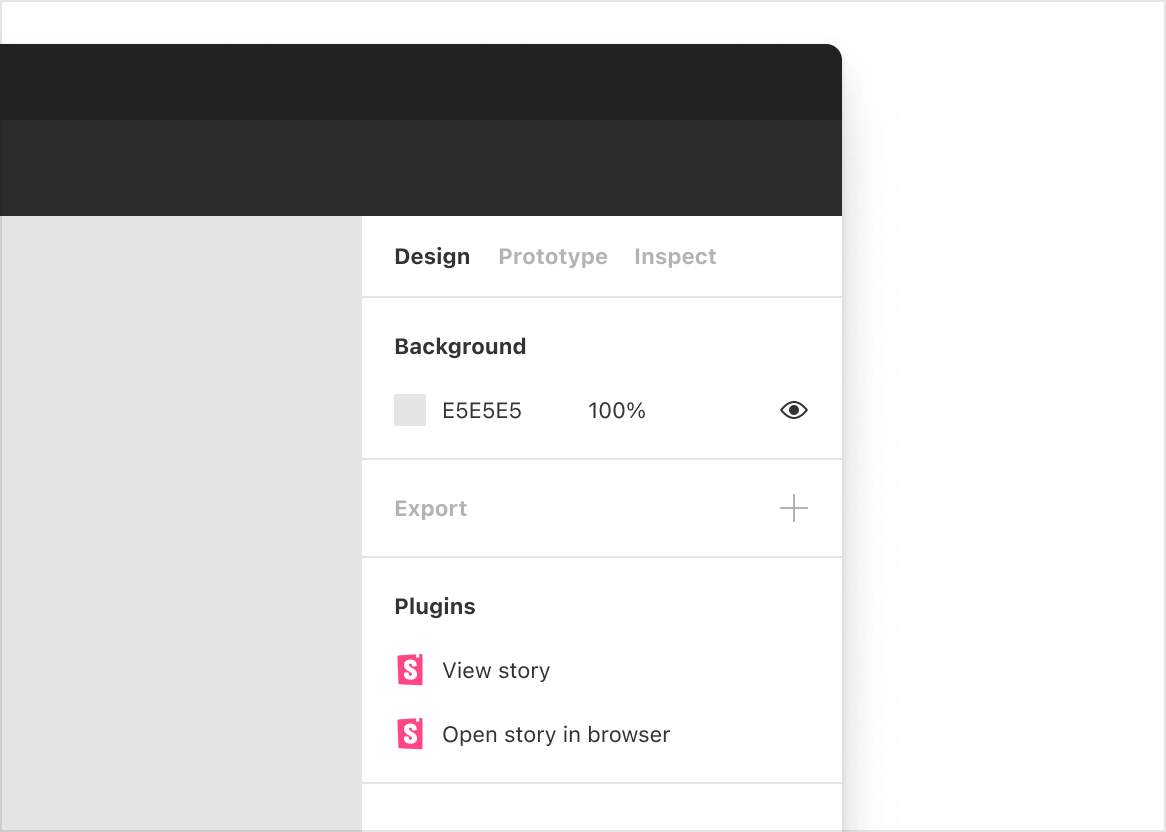 Figma sidebar with story link